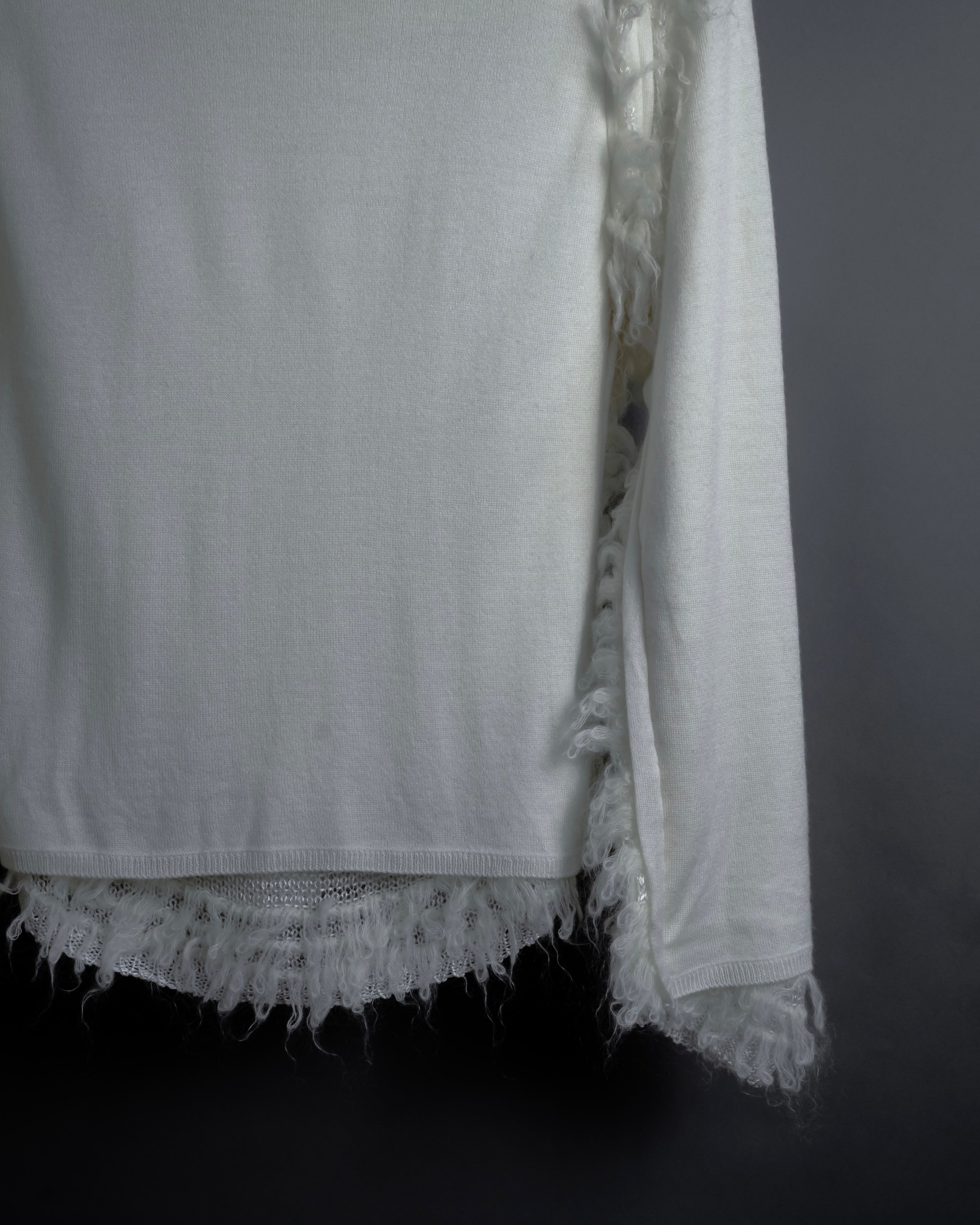 "COMME des GARCONS" 18AW layered mesh design fringe thick knit