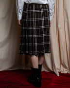 "BURBERRY" Brown tartan check pleated wrap skirt