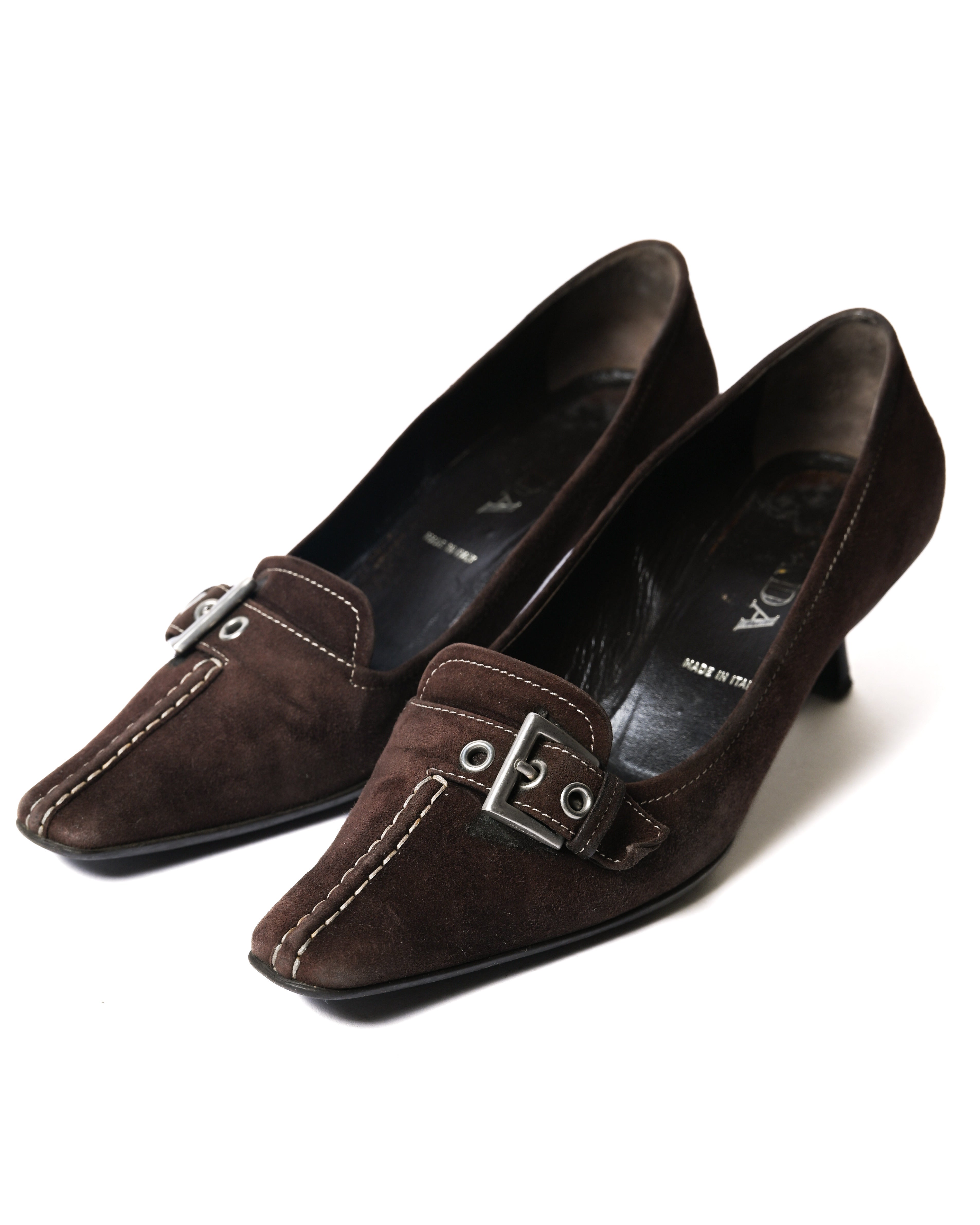 PRADA/ Brown Suede Leather Classic Pumps Heels