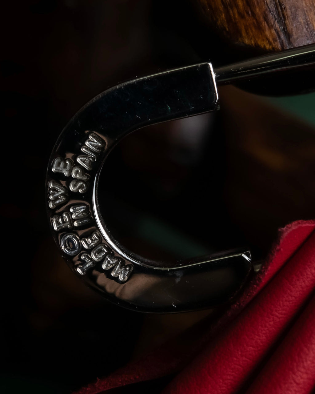 "LOEWE"  Red pleated motif safety pin brooch