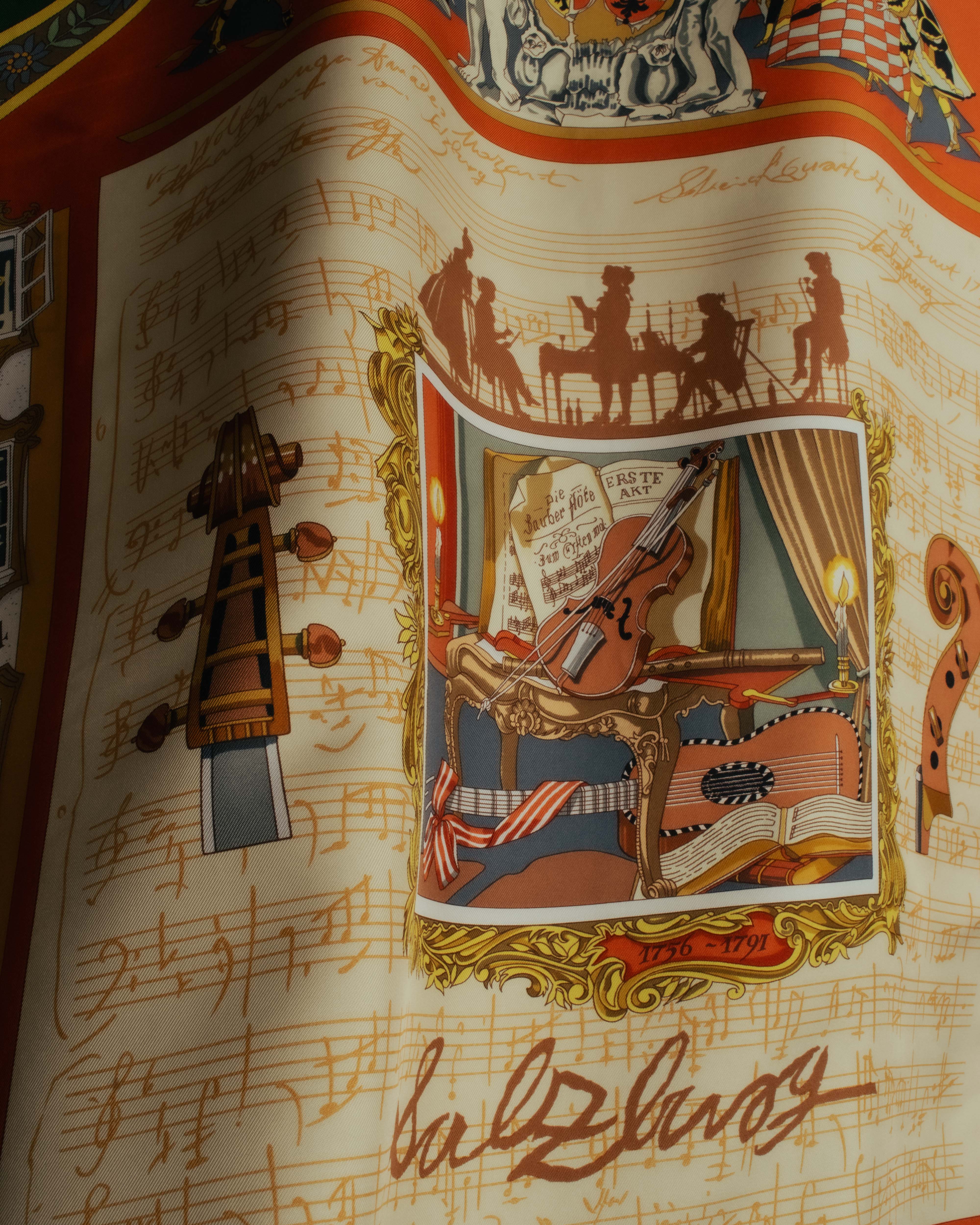 ♡♡♡ HERMÈS シルクスカーフ 楽器デザイン HERMES (エルメス) - カレ ザルツブルク スカーフ - グリーン - シルク
