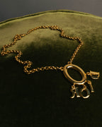 "Christian Dior" 90's-00's Gold tone logo charm pendant necklace