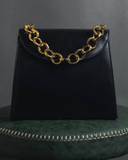 "Salvatore Ferragamo" 90’s Jewelry gold chain design leather bag