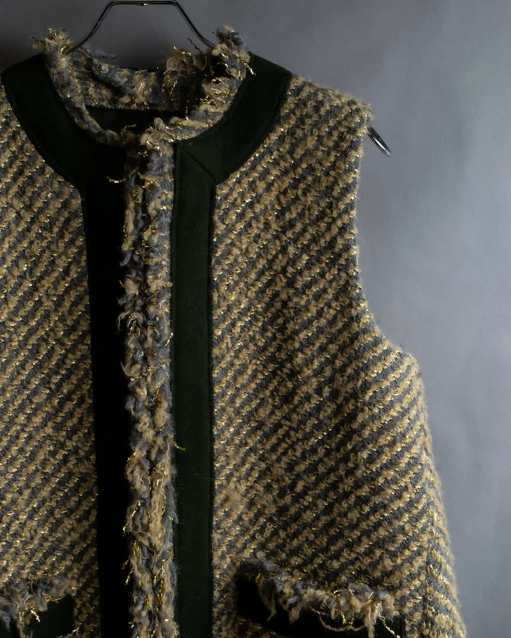 "sacai" Asymmetrical design double zipper tweed vest