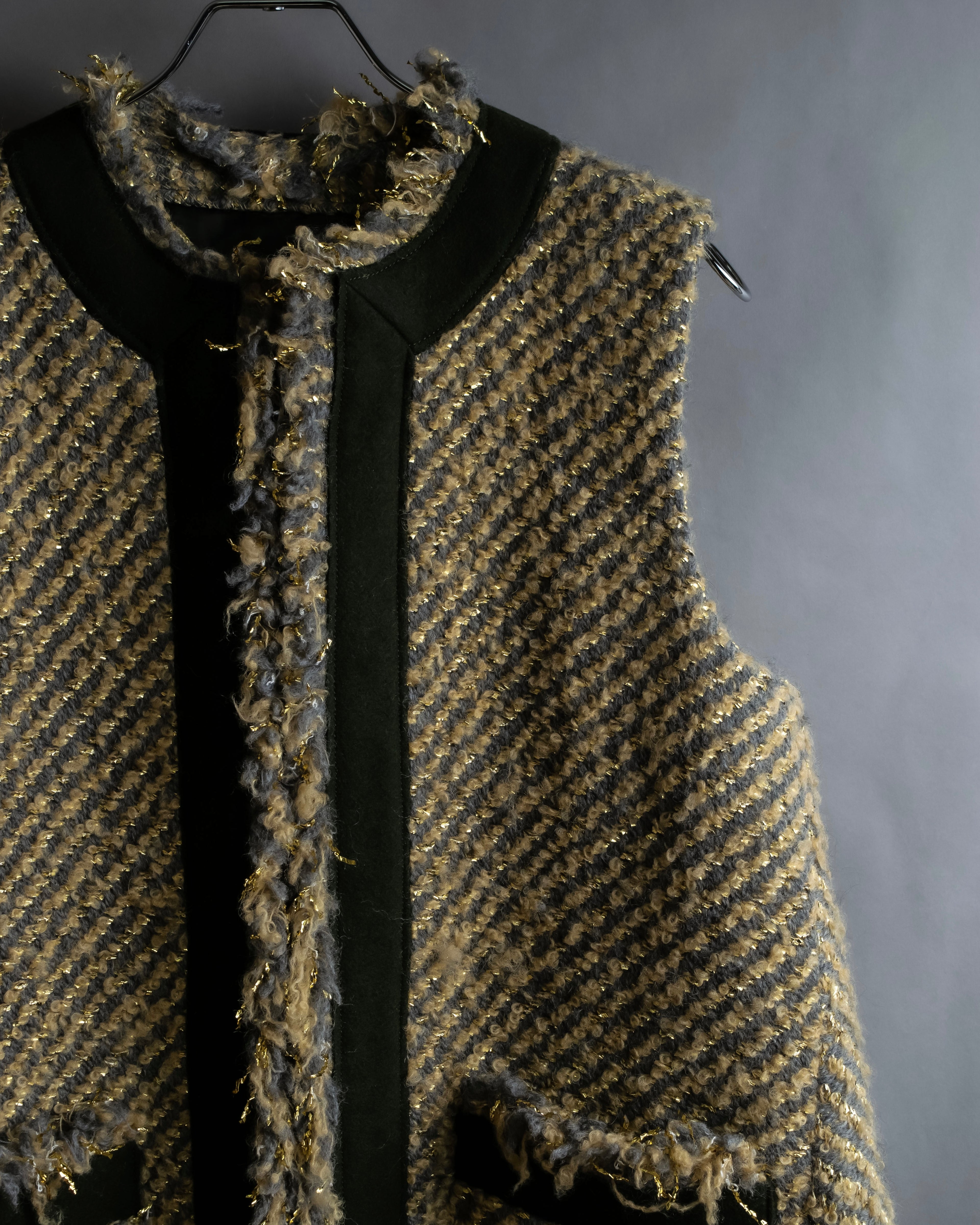 "sacai" Asymmetrical design double zipper tweed vest