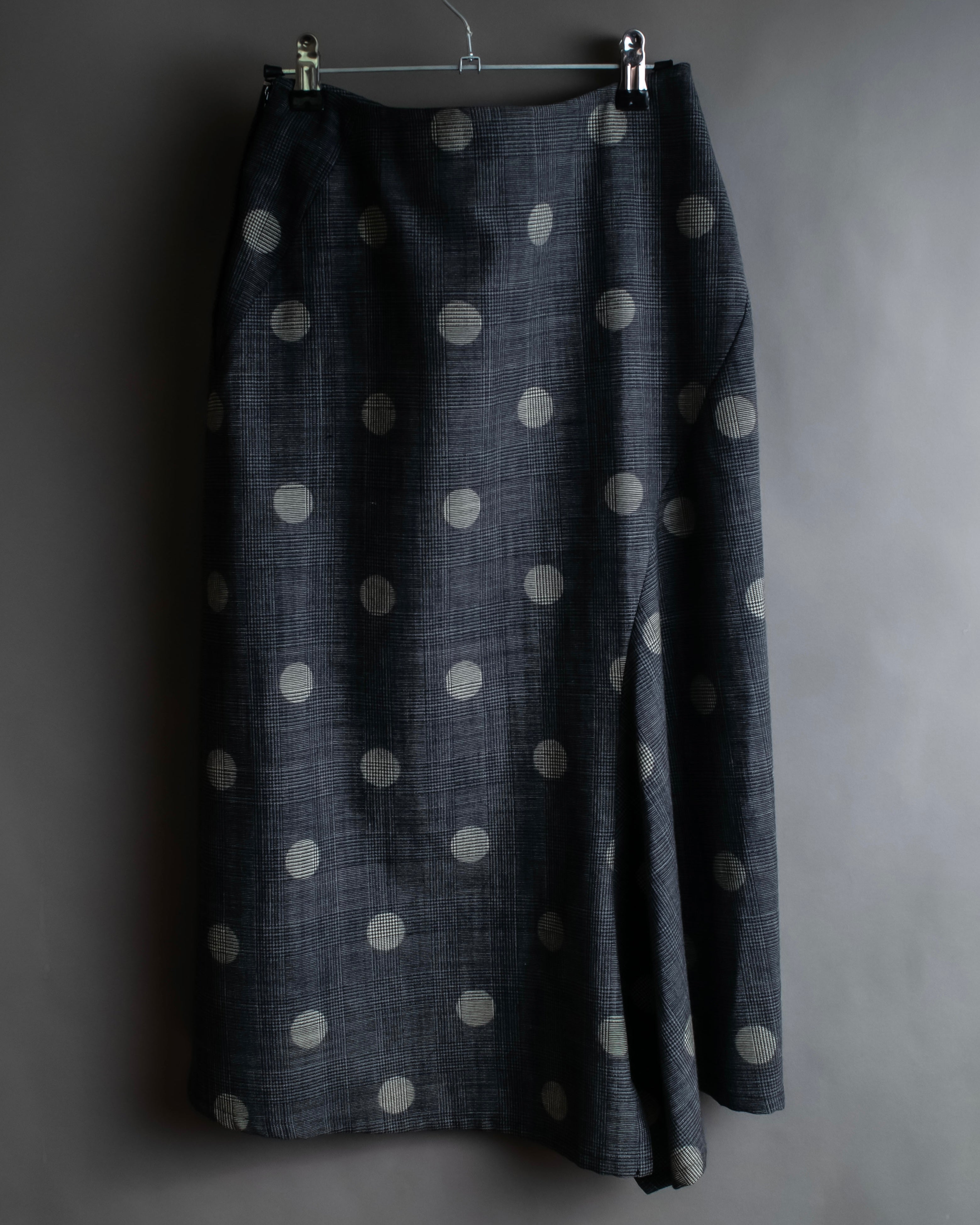 "YOHJI YAMAMOTO +NOIR" Large polka dot pattern flared skirt