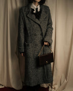 "YVES SAINT LAURENT" Double breasted belted brushedmaxi length chester coat