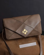 "HERMES" 70's Diamond stitched envelope leather bag