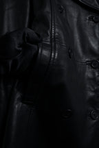 "COACH" Double-breasted panel work design leather coat