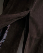 "LOEWE" 80's flowing line suede leather chester coat