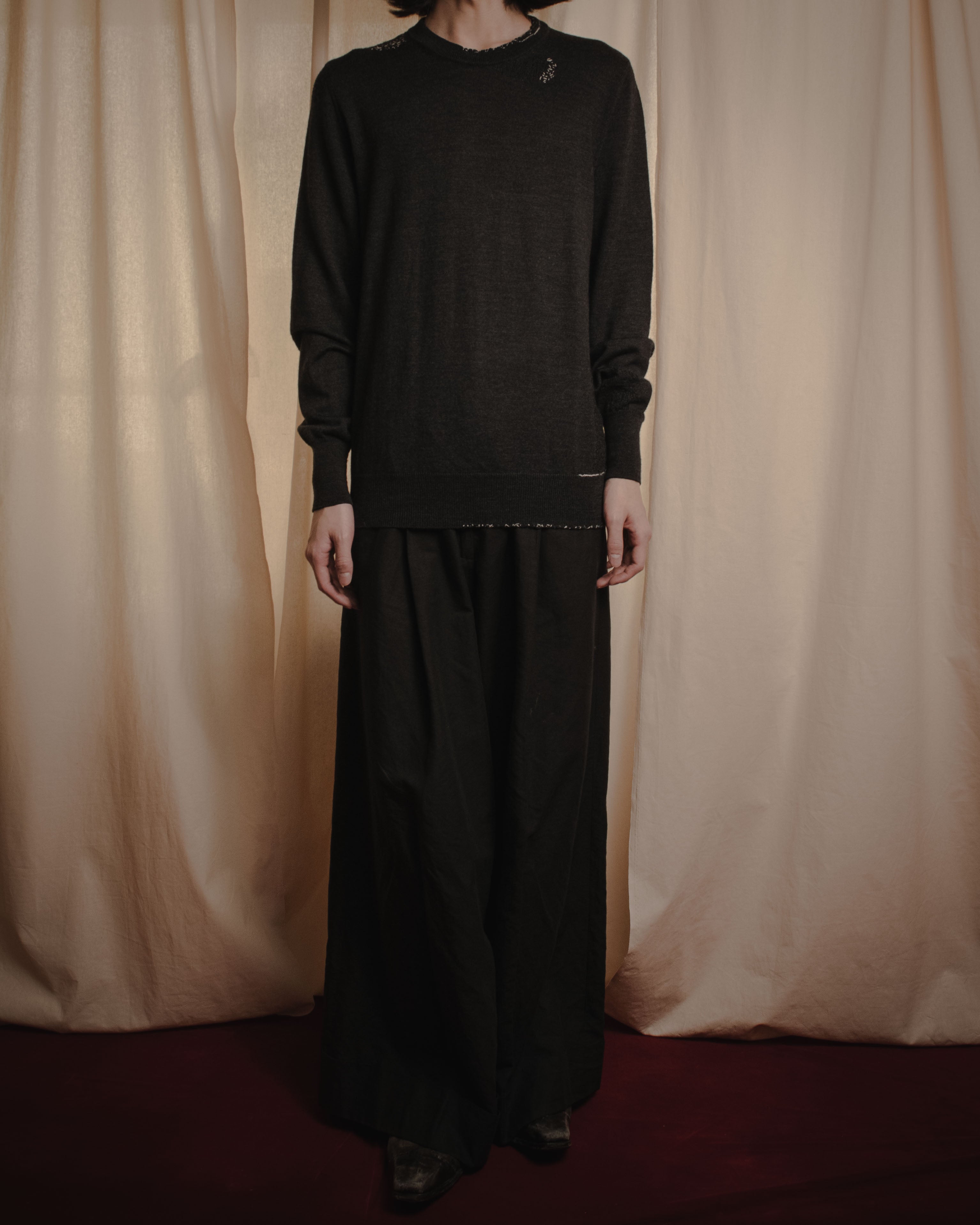 "Maison Margiela" 15AW deconstructed hand-stitched crewneck knit