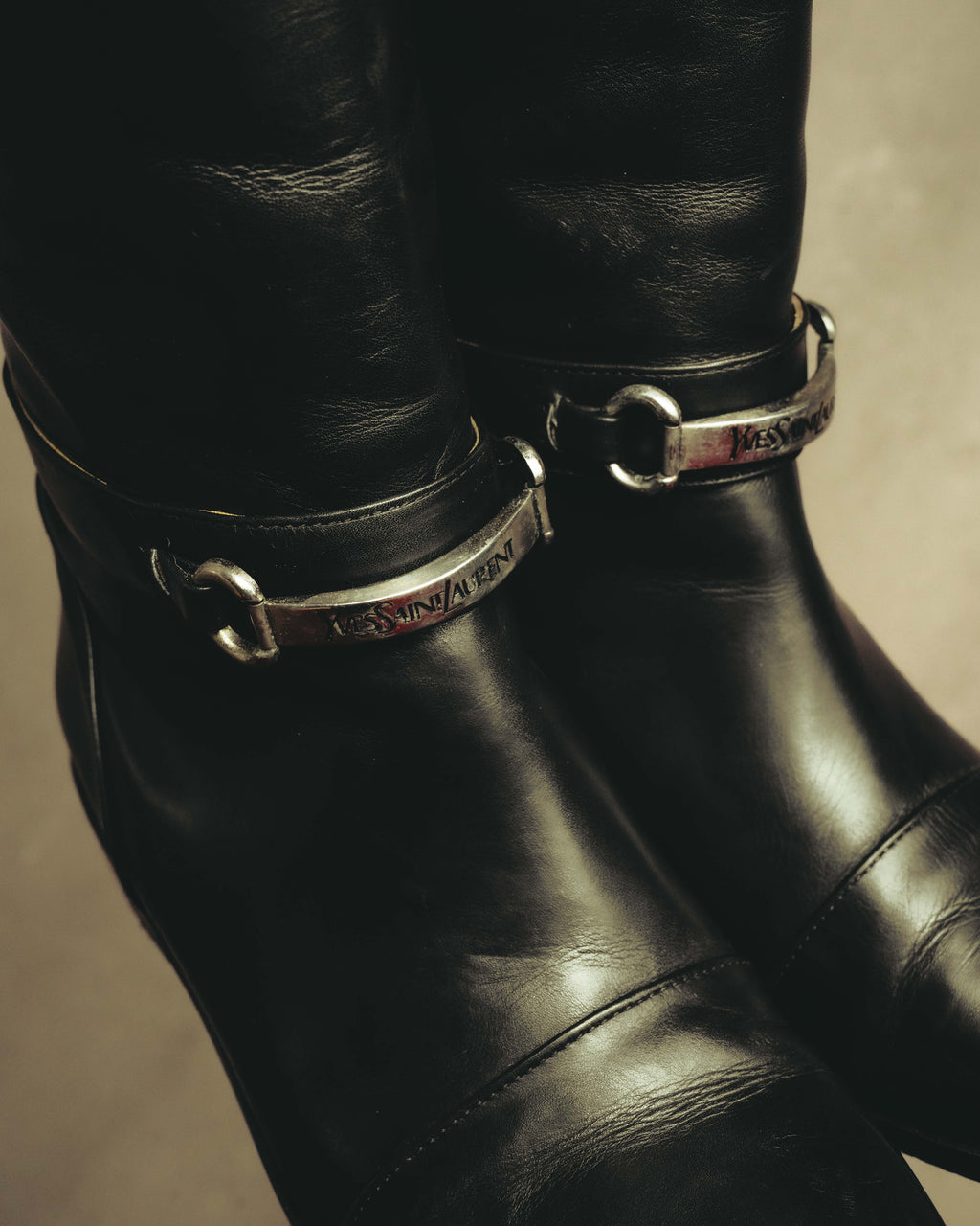 "Yves Saint Laurent" 90's Logo hardware knee-high boots