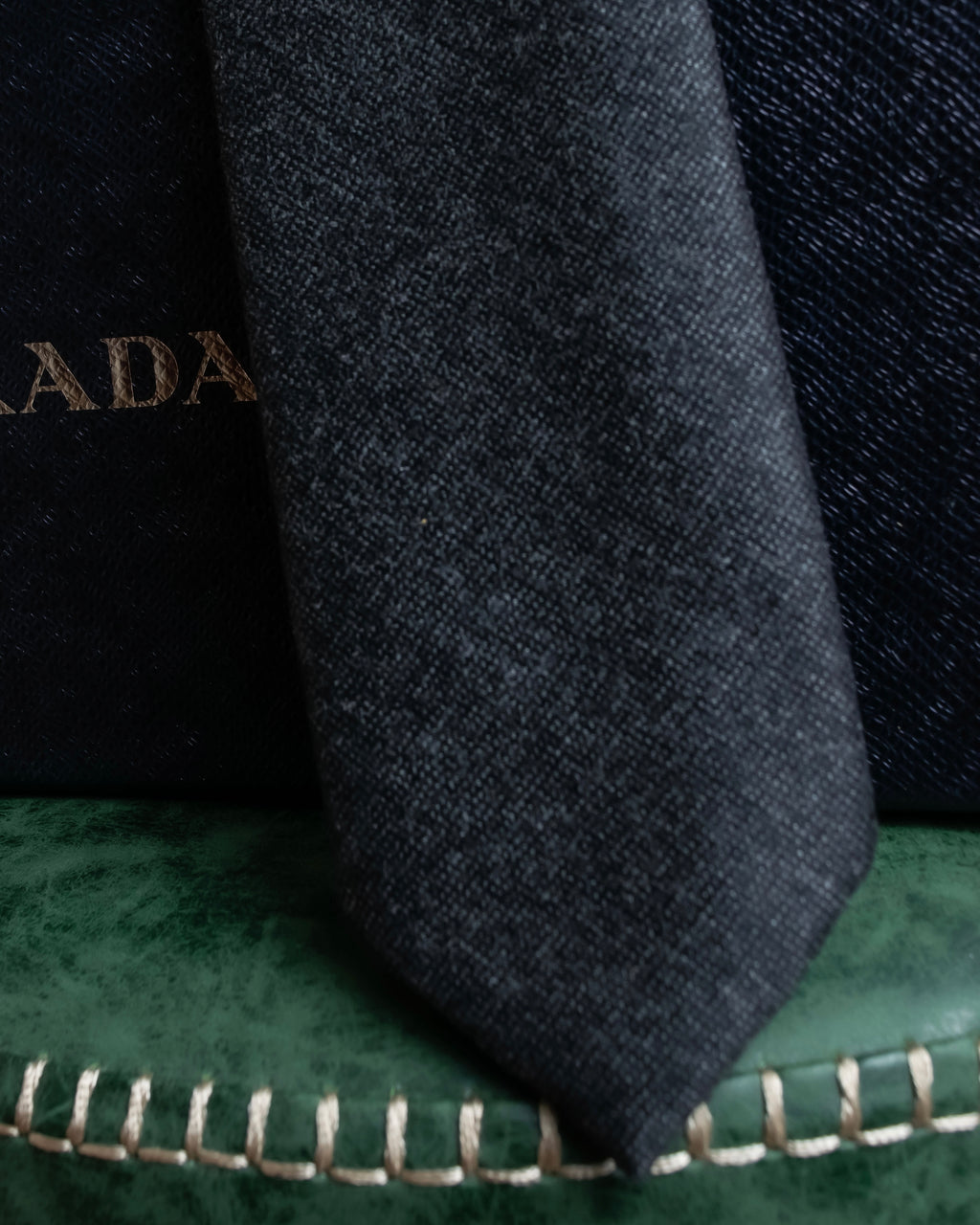 "PRADA" Heather gray wool narrow neck tie
