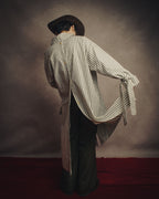 -SPECIAL- “LOEWE” 2010’s striped ribbon sleeve long gown coat