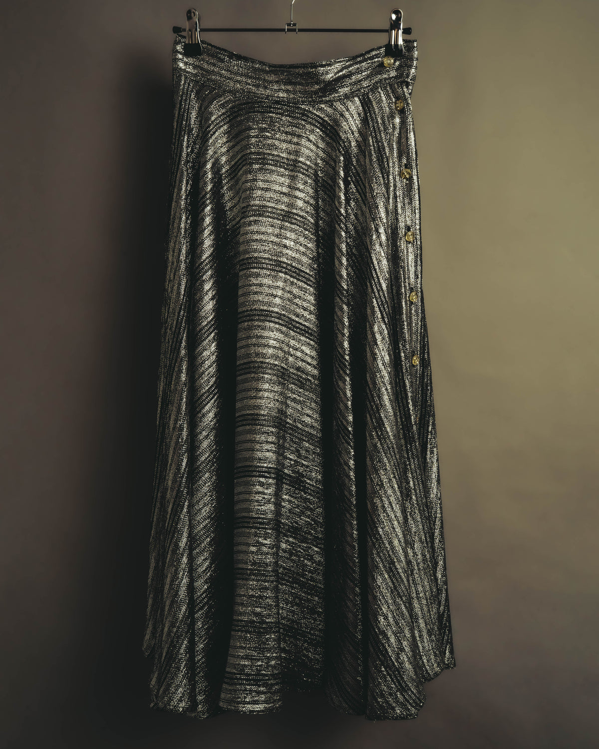 "ENRICO COVERI" 80's-90's Metallic flared maxi skirt