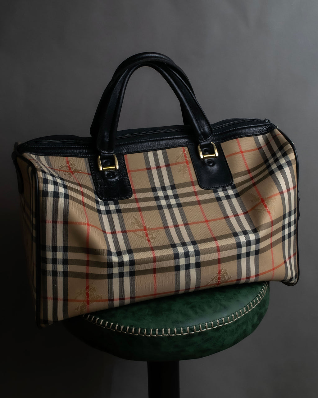 "BURBERRYS" Nova check canvas boston bag