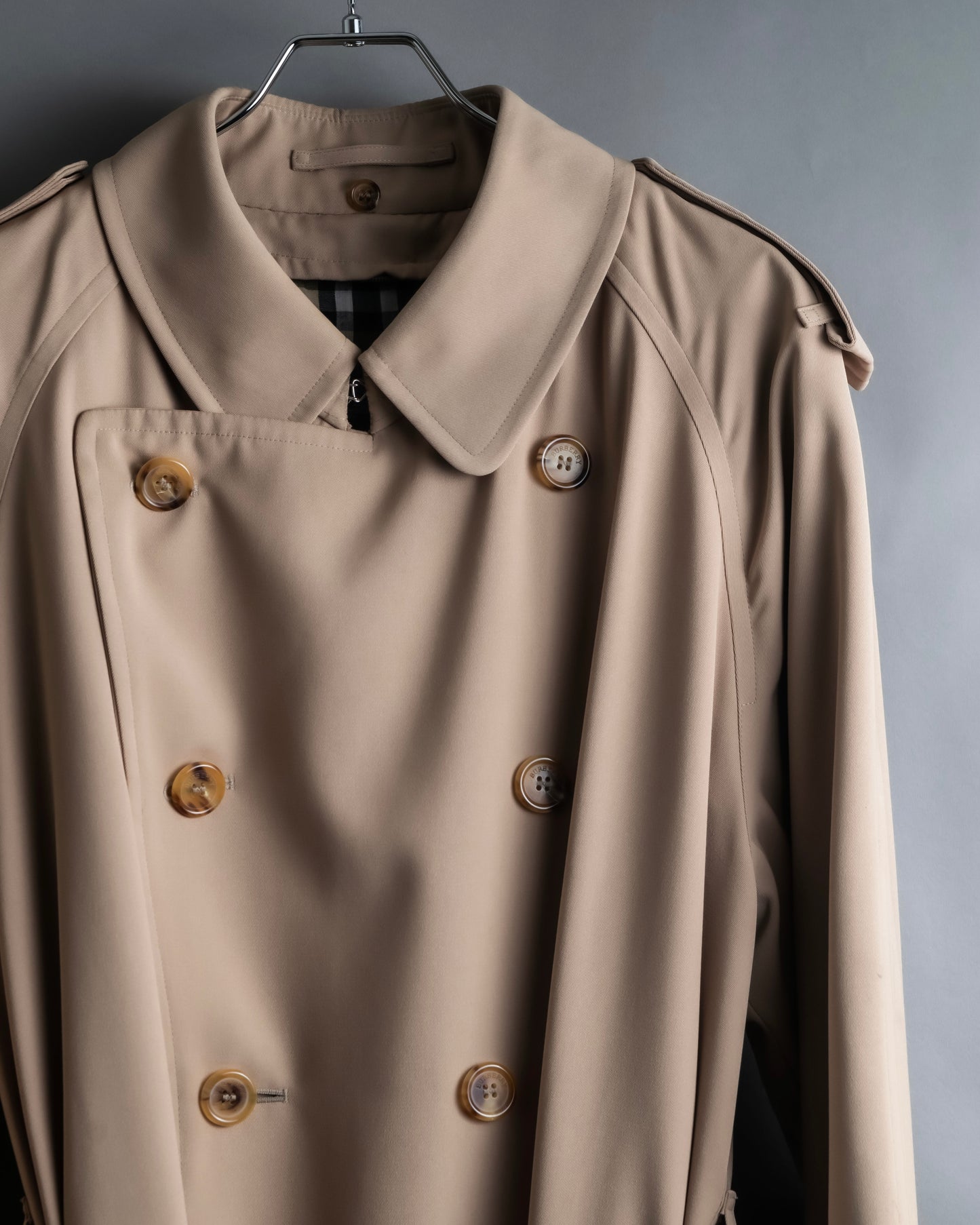 "BURBERRY" Military detail belted maxi length trench coat