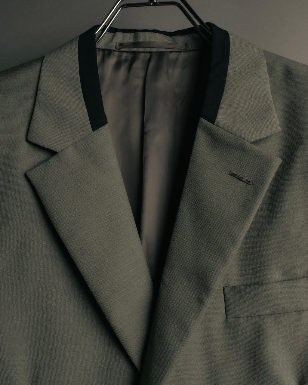 "PRADA" 2012AW Wool-mohair tailored jacket with contrast collar detail