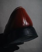 "PRADA" 90’s-00’s Hexagon knight rubber sole polished penny loafer