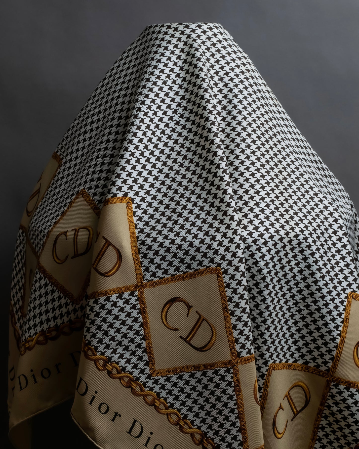 "Christian Dior" Houndstooth base logo and chain print large scarf