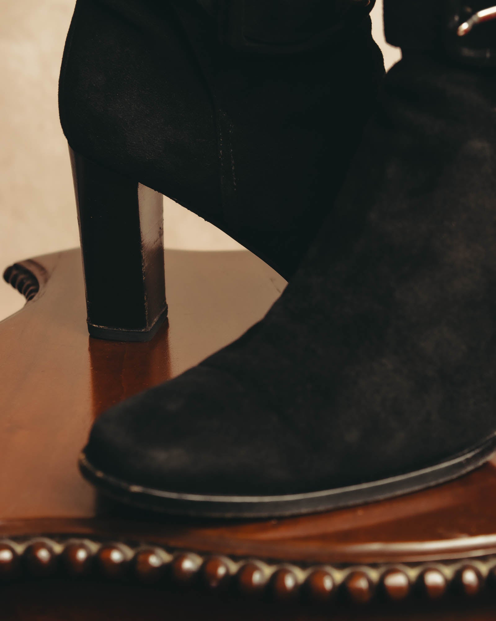 -SPECIAL- "Hermès" 90's-00's Margiela era fold-over black suede belt boots