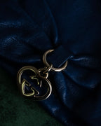 "GUCCI" Ribbon＆charm design blue leather gloves
