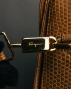 -SPECIAL- “Salvatore Ferragamo” 90’s lizard leather gancini 2way flap bag