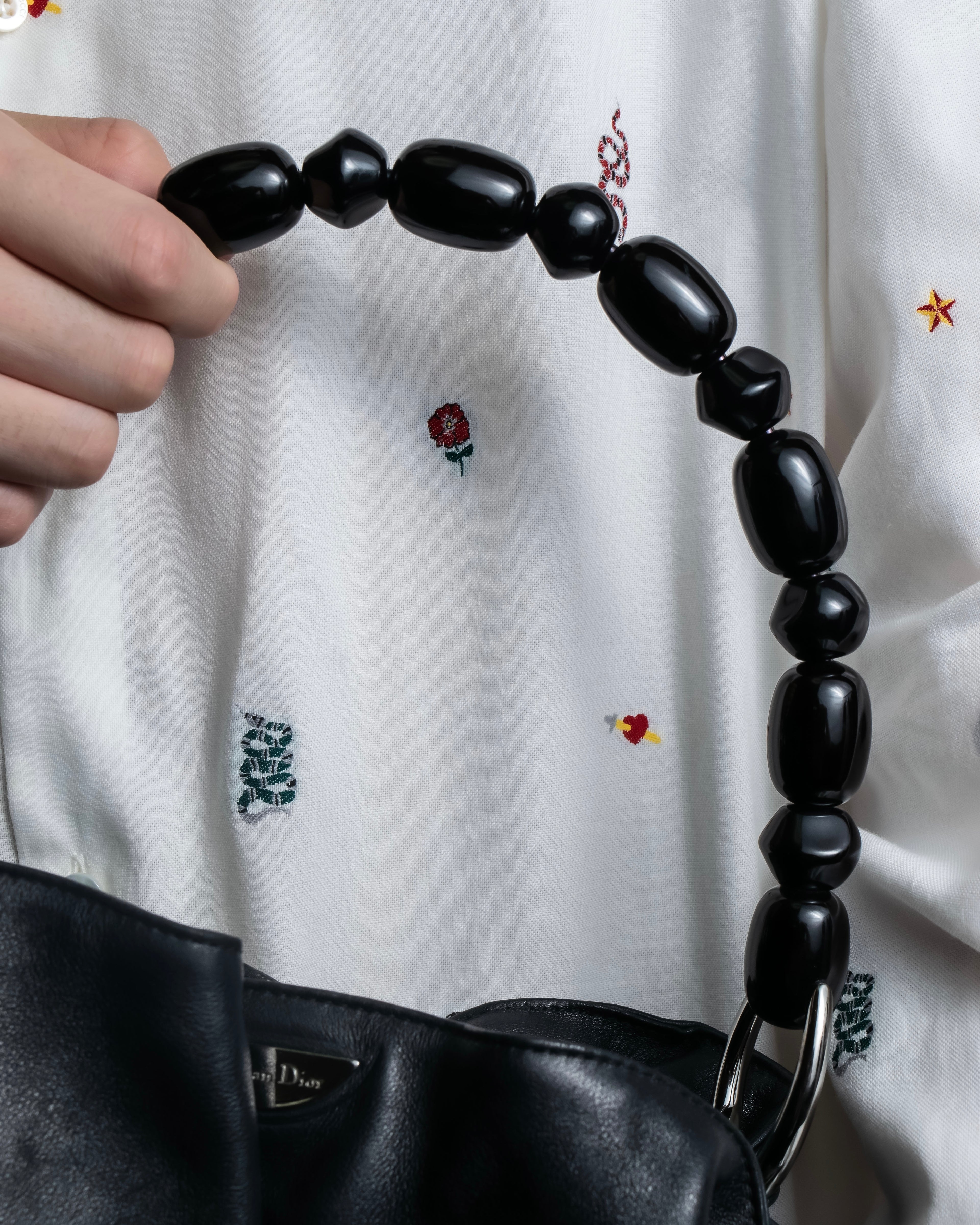 "Christian Dior" Maris Pearl series gathered design leather bag