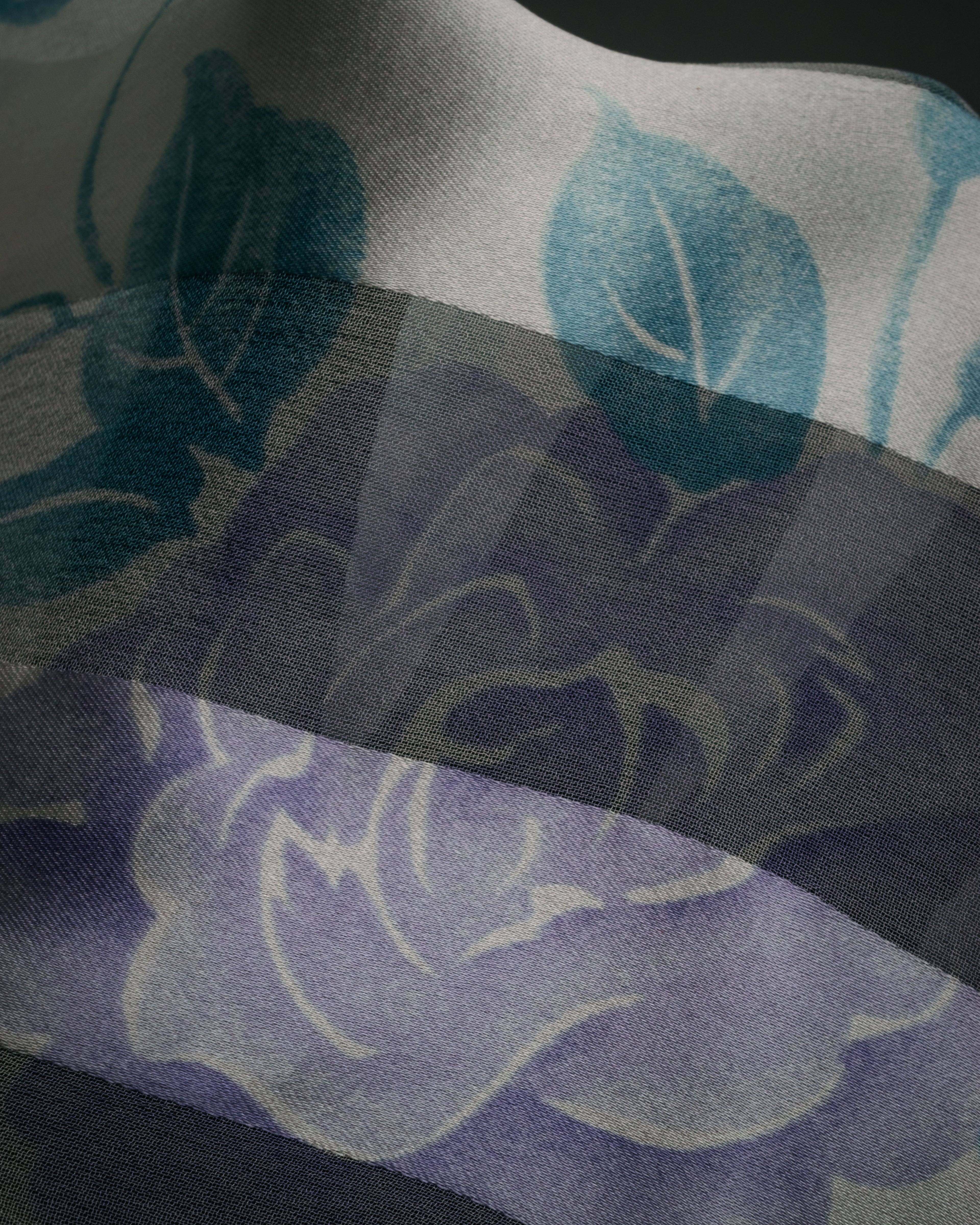 “Yves Saint Laurent” 80’s-90’s Sheer stripe floral silk scarf