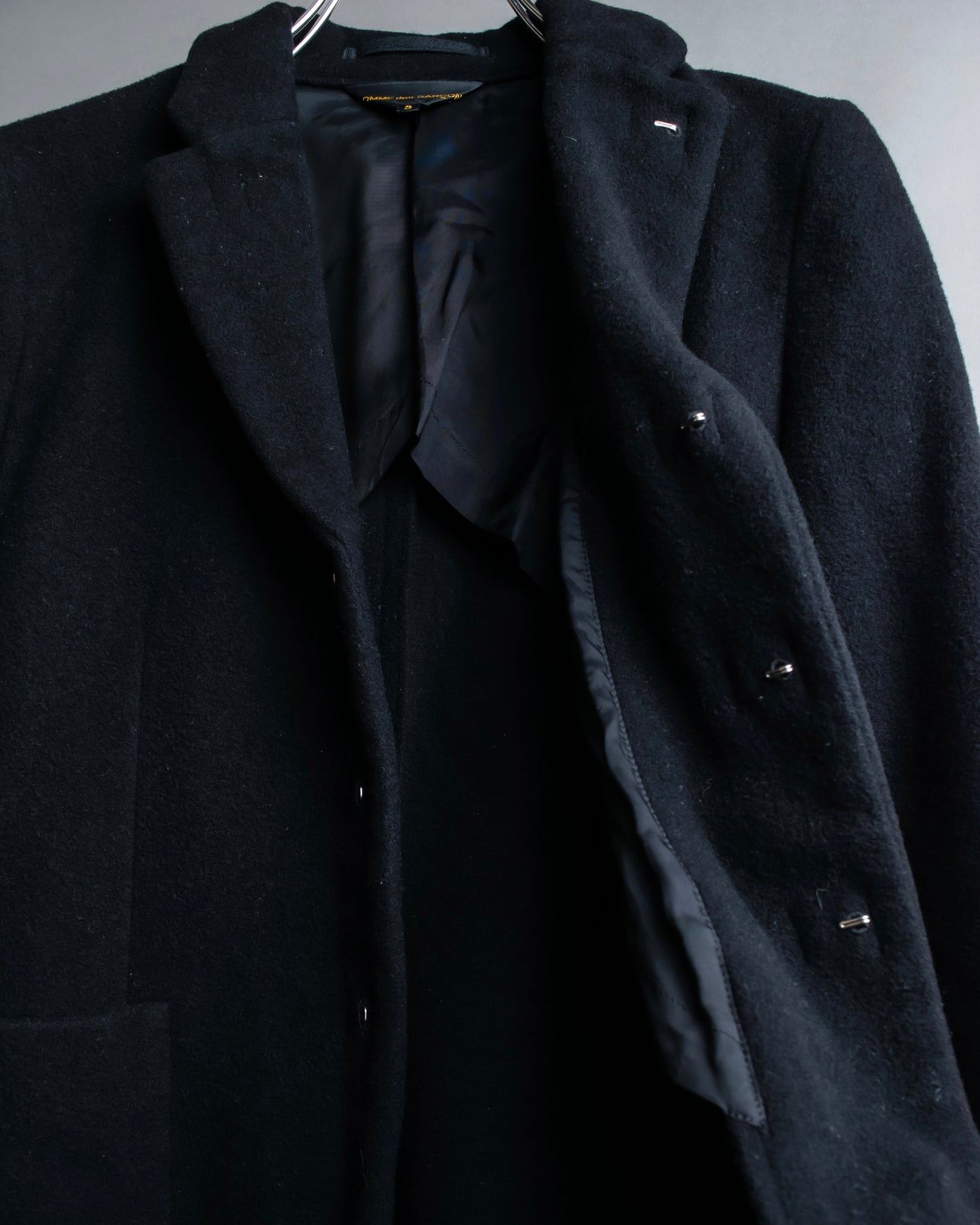 "COMME des GARCONS" Hook design wool blend chesterfield coat