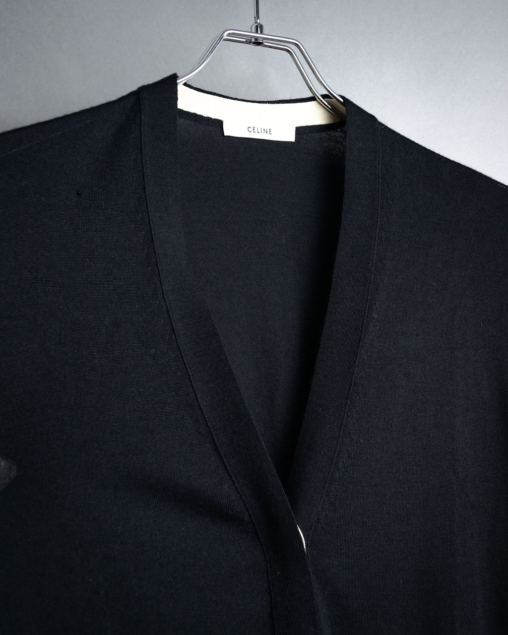 “CELINE” 2010’s Contrast placket wool silk cardigan