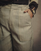 -SPECIAL- “Christian Dior” 20’s silk cotton striped straight trousers