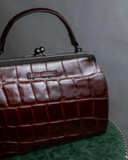 "JEAN PAUL GAULTIER" Logo engraved crocodile embossed 2way leather bag