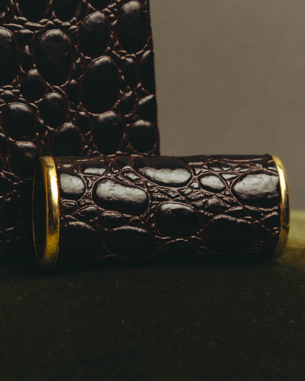 "Christian Dior" 70's-80's Croc embossed cigarette case set