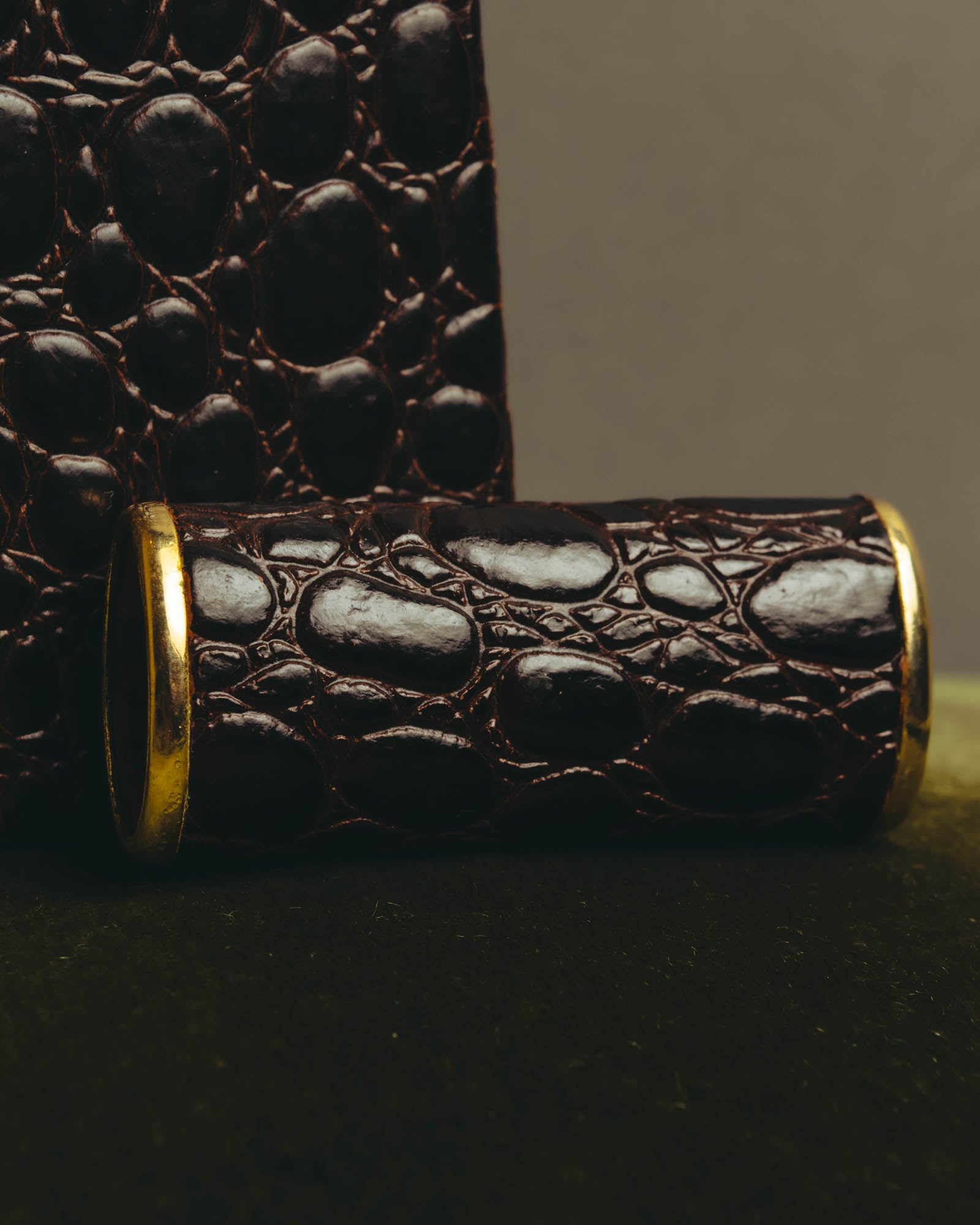 "Christian Dior" 70's-80's Croc embossed cigarette case set