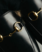 "GUCCI" Fur lined horsebit backless loafer