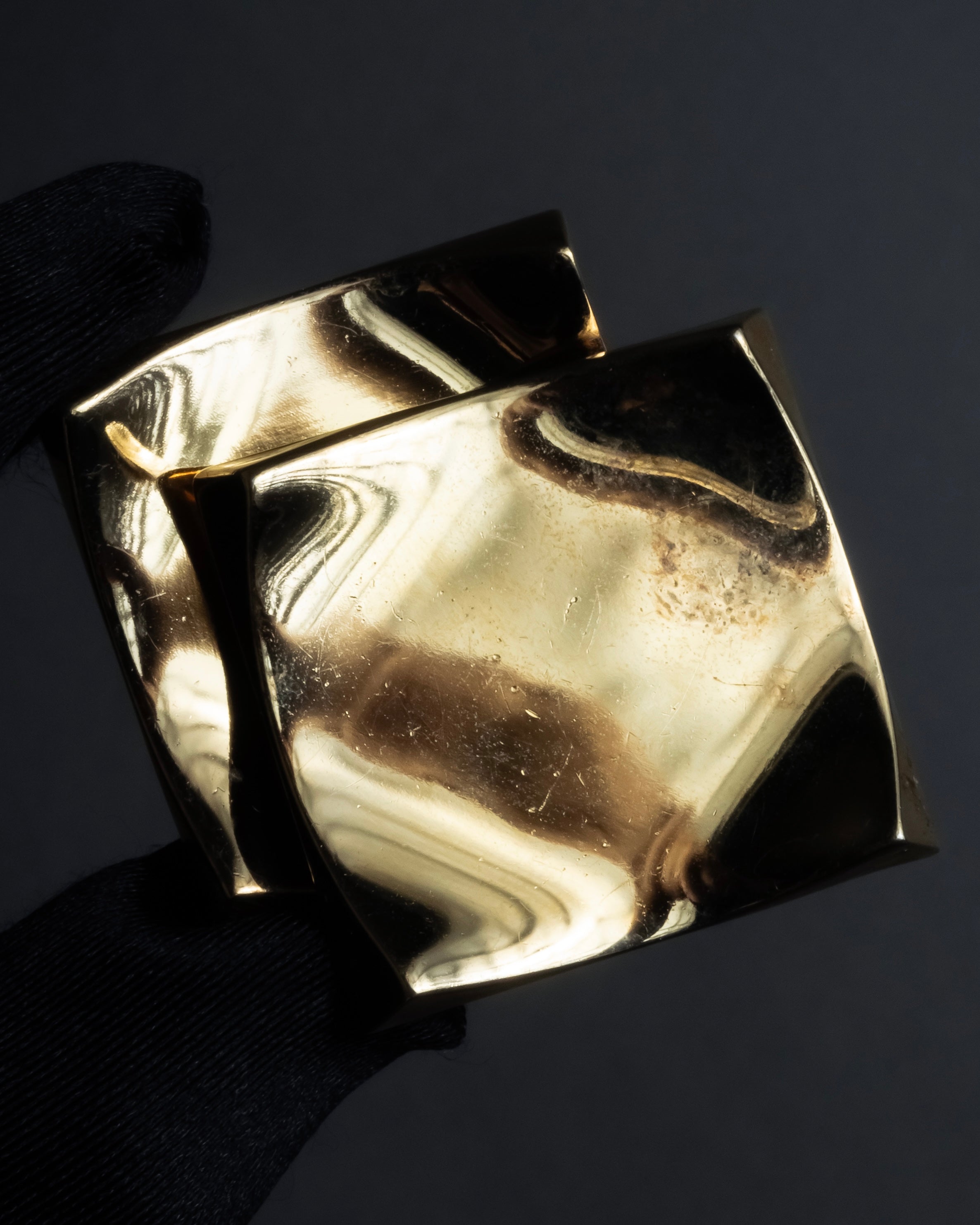 "Christian Dior" Double square design gold brooch