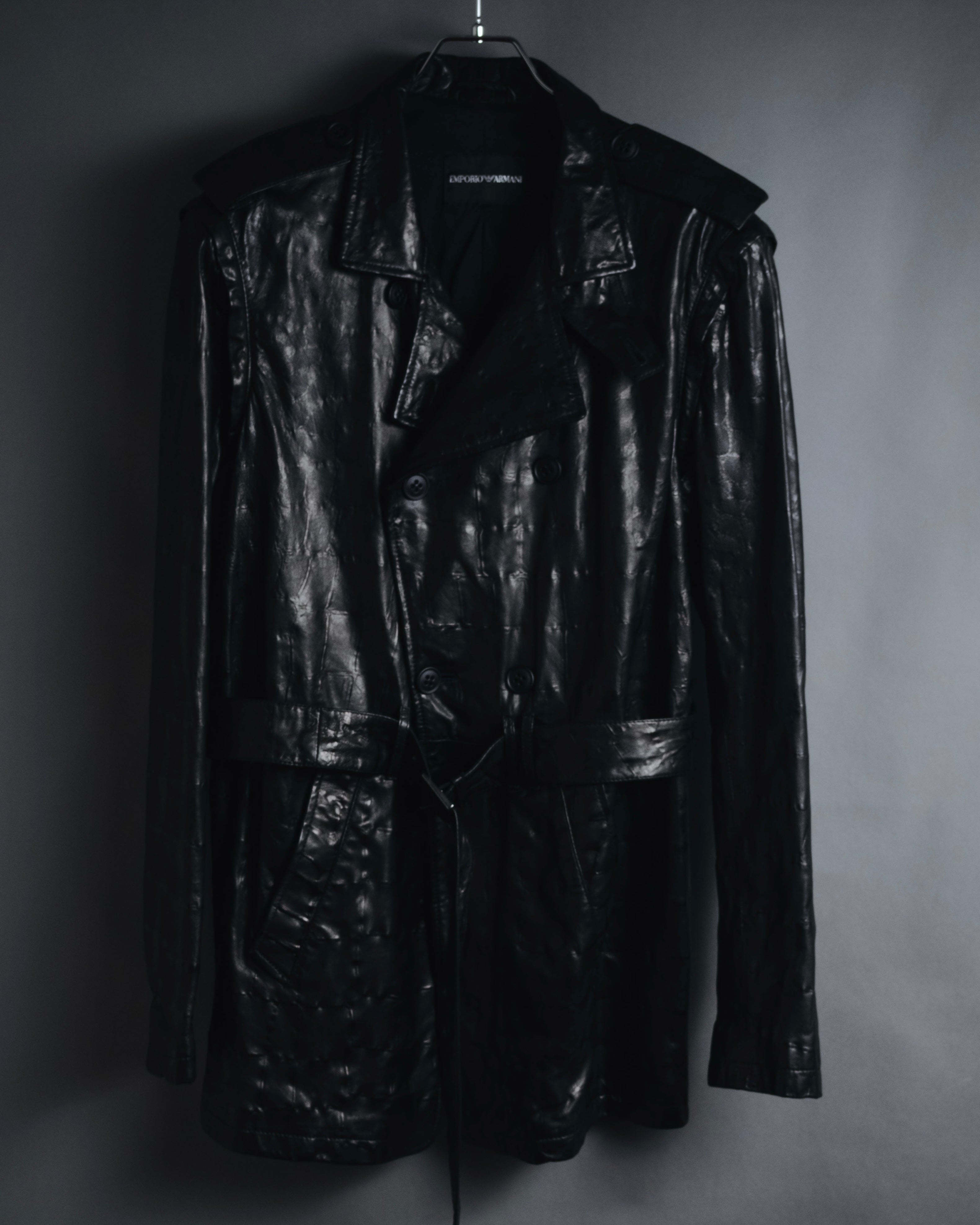 "EMPORIO ARMANI" 2010AW convertible belted lamb leather jacket