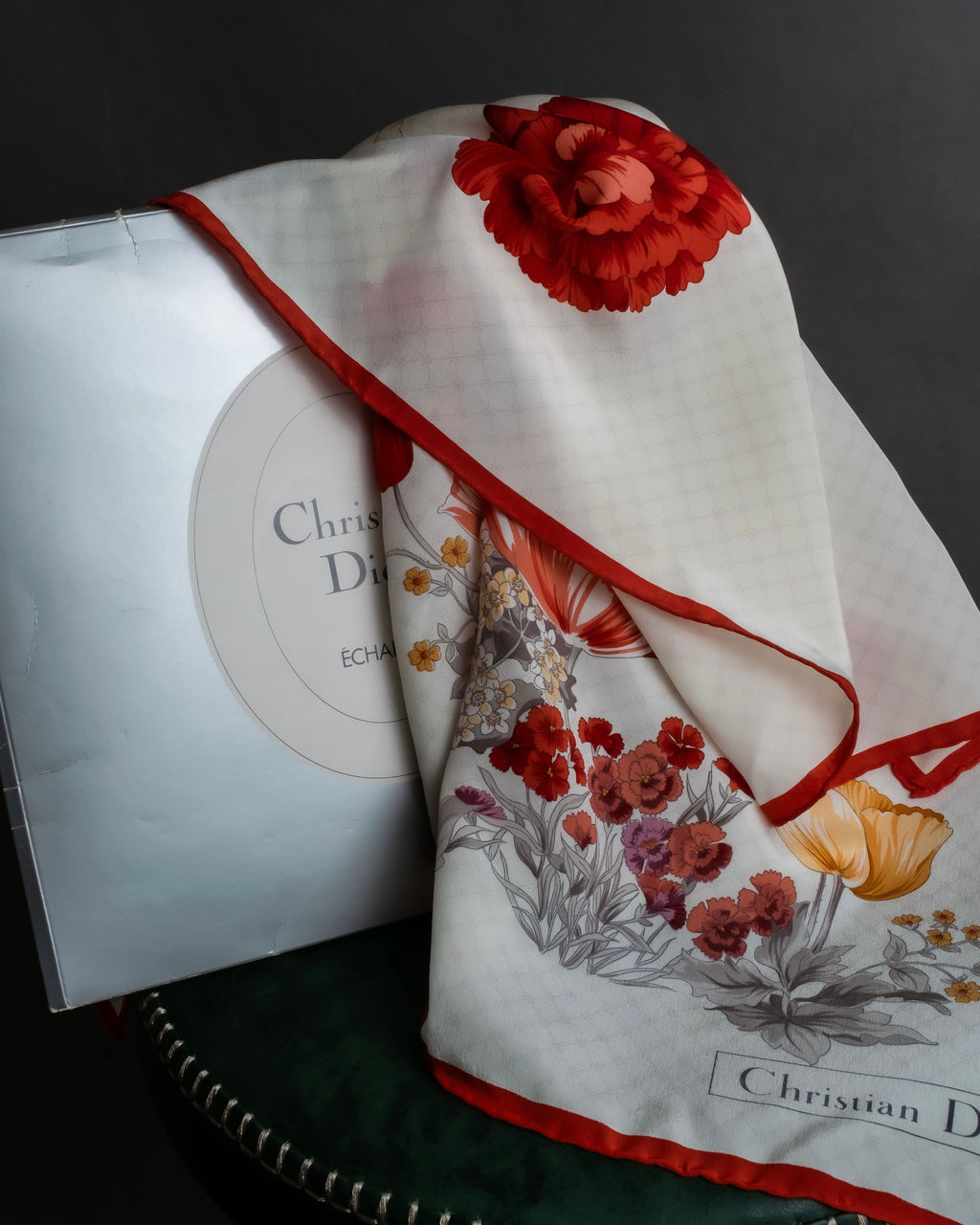 "Christian Dior" Various floral silk scarf