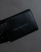 "BALENCIAGA" Logo engraved compact leather tri-fold wallet