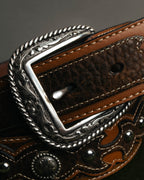 "ARIAT" 00's-10's Studded tooled leather western belt