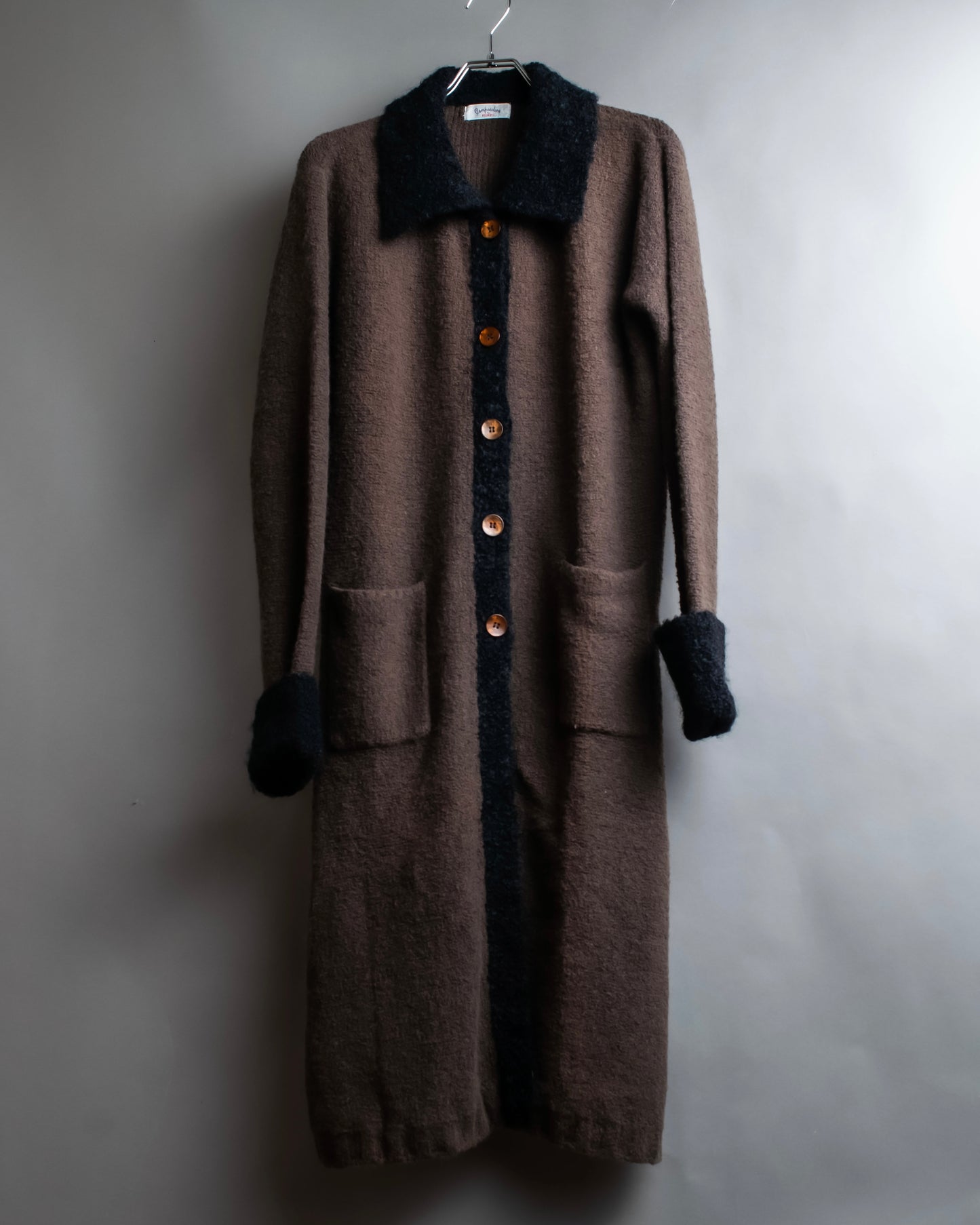 "Composition by KENZO" Fuzzy material cleric design knit coat