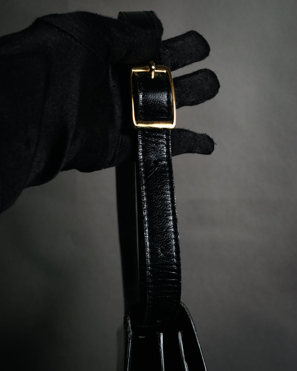 "Yves Saint Laurent" 80’s-90’s Lizard-embossed perforated leather shoulder bag