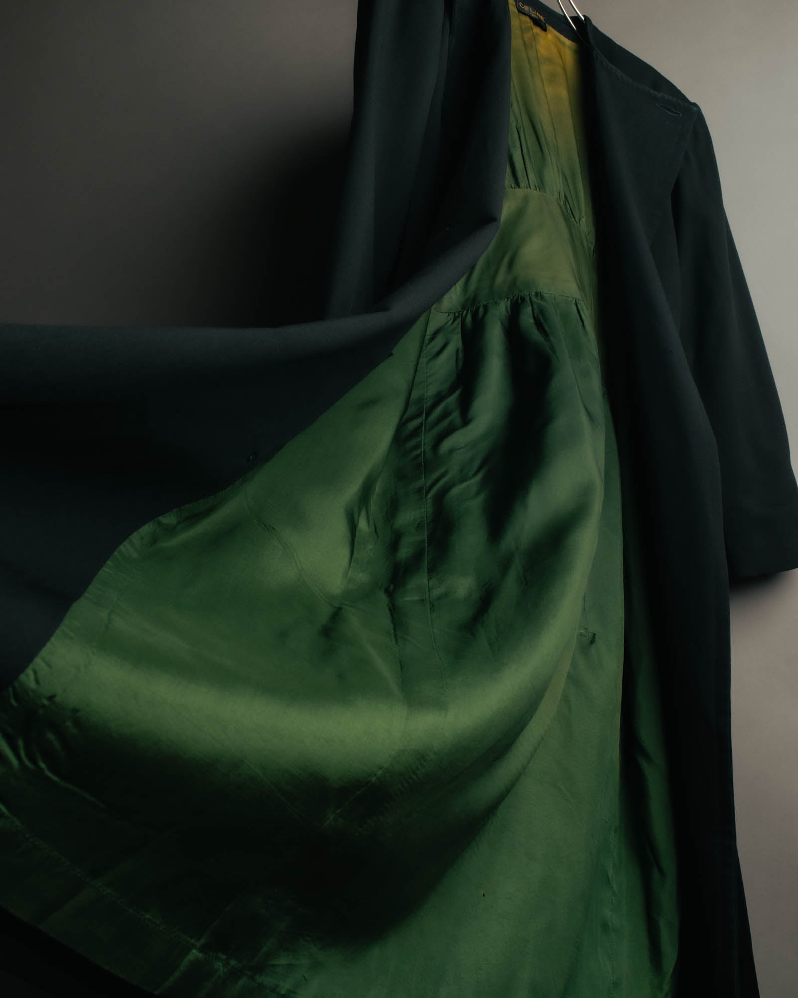 –SPECIAL– "CELINE" 80's Elegant belted double breasted long coat