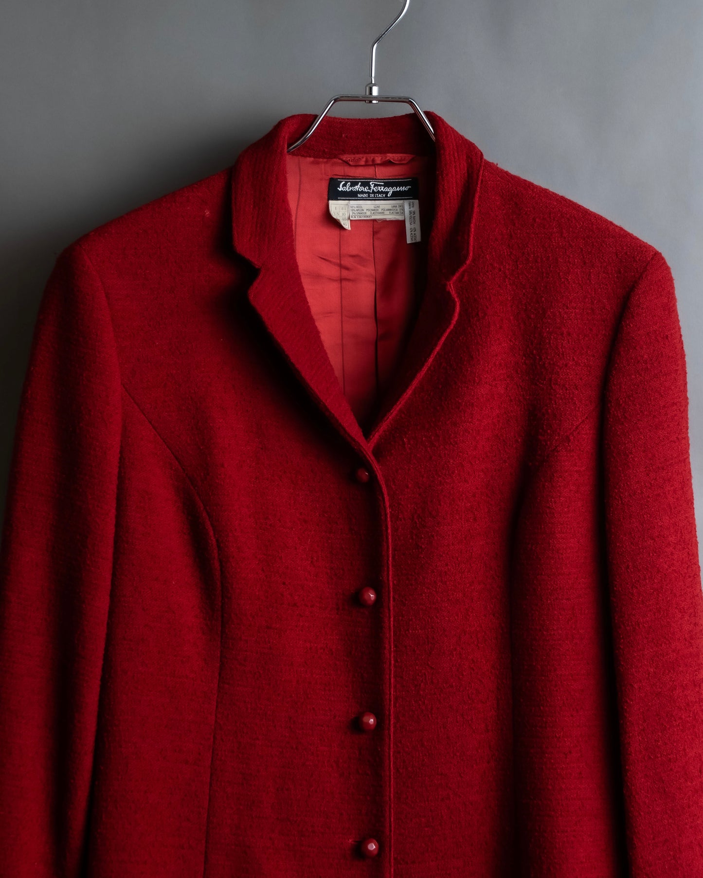 "Salvatore Ferragamo" Vivid red color wool mix tailored jacket