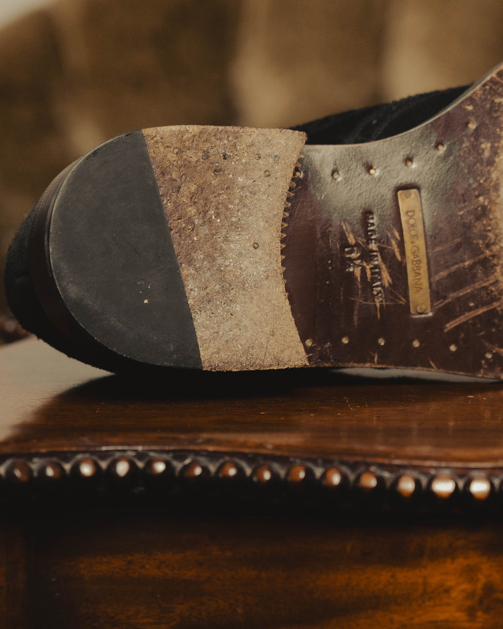 "DOLCE & GABBANA" 00's-10's Black suede wingtip oxford shoes