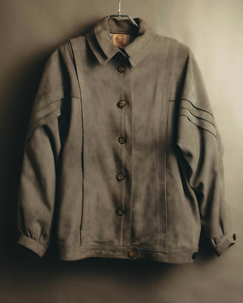 -SPECIAL- “LOEWE” 80’s-early 90’s Taupe suede leather blouson jacket