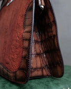 "John Galliano" Trapezoid design clasp different leather hand bag