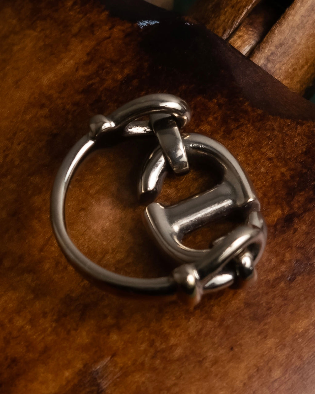 "Christian Dior" CD logo motif silver ring