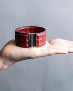 "HERMES" Deutch processing wide leather bracelet